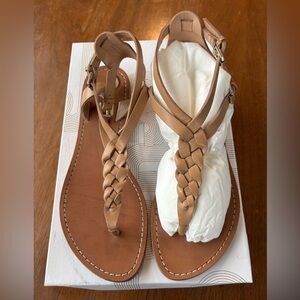 Belle by Sigerson Morrison braided leather t-strap sandal size 7.5